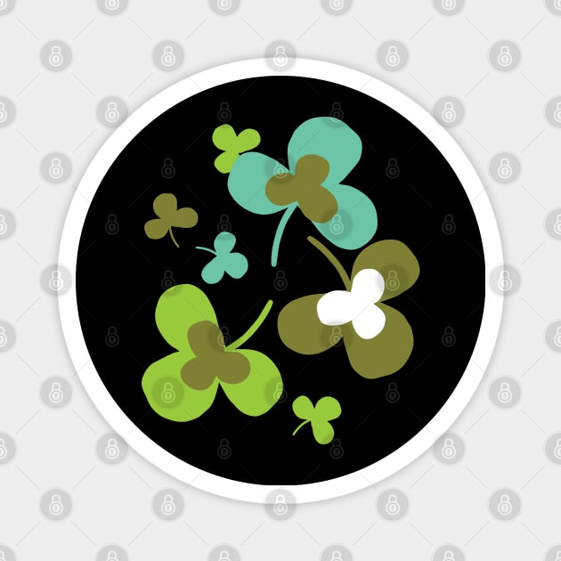 Happy Green Clover Leaves Silhouette Art II Magnet by FlinArt